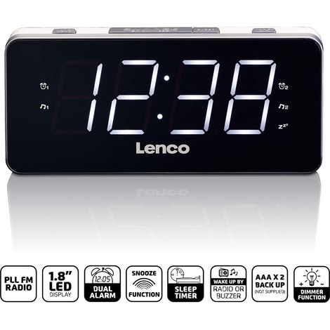 Sveglia Lenco CR-18 bianca moderna ed ergonomica (1/4)