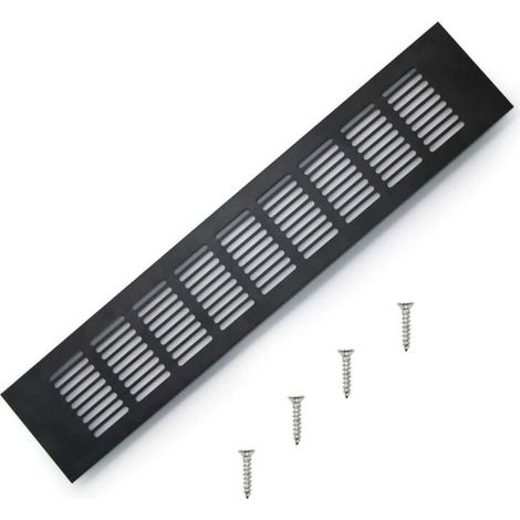 Grille de ventilation intégrée en aluminium, grille de ventilation inclinée de 400 mm pour la ventilation des armoires et des chambres (noire) (1/4)