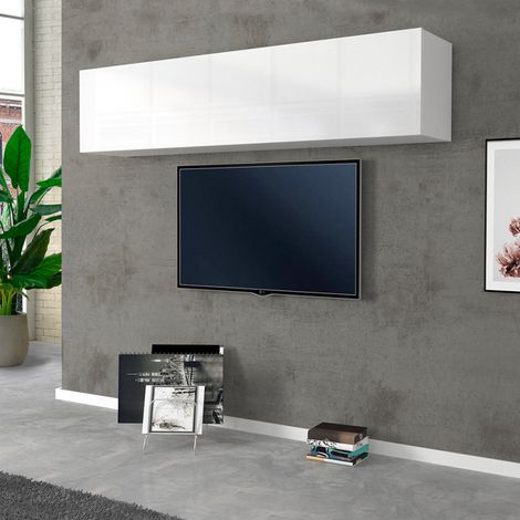 Hängeschrank 180 cm Wohnzimmer Weiß Hochglanz Klapptür 2 Fächer Joy Up (1/5)