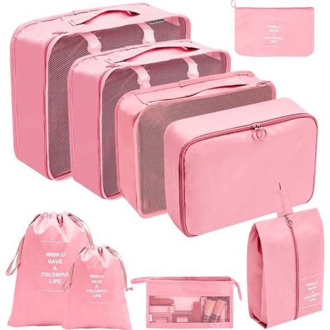 Set organizer da viaggio da 9 pezzi,sacchetti per scarpe in rete traspirante,adatto per valigie,disponibile in 6 colori Blu scuro (1/5)