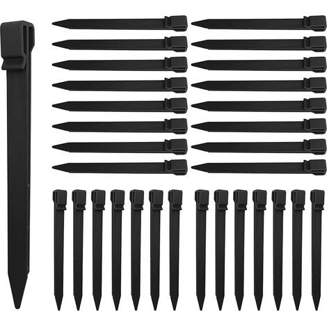 22 piquets en plastique pour clôture de jardin, 24,9 cm, piquets de bordure de paysage, piquets de tente, pointes pour camping, bordures extérieures et planches de terrasse et gazon de jardin, piquets (1/5)