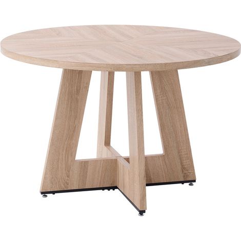 Wokaka Tavolo da pranzo rotondo moderno (120 cm) – Finitura effetto legno – 4-6 persone