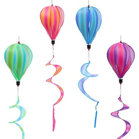 Lot De 4 Moulins à Vent Épousant La Forme De Montgolfière pour Décoration Extérieure De Jardin, Paillettes Multicolores, Accessoires Suspendus Scintillants pour Pelouse Et Fêtes en Plein Air (1/5)