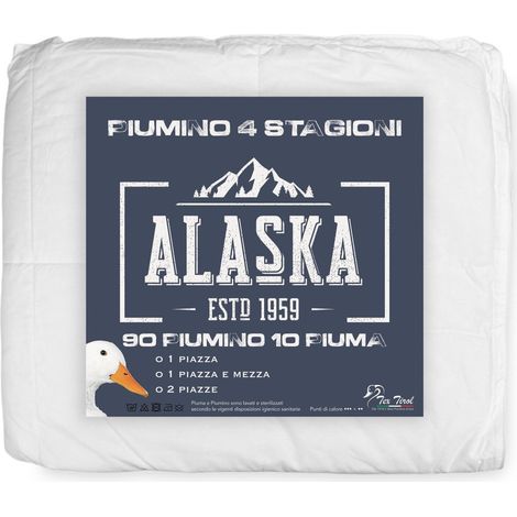 PIUMINO d'oca ALASKA 4 stagioni 90% PIUMINO OCA / 10% PIUMA OCA tutte le misure 1 PIAZZA E MEZZA
