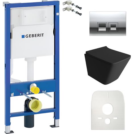 GEBERIT WC Set mit Vorwandelement, Wand-WC und Spülknopf (1/5)