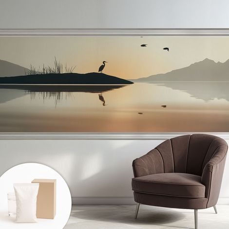 Fototapete Tapete Vliestapete mit Kleber - trendige Wanddeko - Schlafzimmer - Wohnzimmer Morgenstille 250x104 cm (1/5)