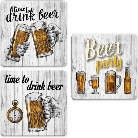 Lupia - SOTTOTUTTO Quadrato Collezione BEER Set assortito Sottobicchiere, Sottopiatto o Sottopentola, segnaposto, bomboniera in legno decorato con stampa 48 pz 20x20 cm sotto piatto, pentola
