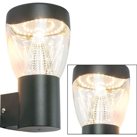 Lampe d'extérieur LED applique murale lampe de façade lampe de porte d'entrée lampe d'extérieur, aluminium moulé sous pression, anthracite, IP44, 9,6 watt 850lm 3000K, LxlxH 12x12x23cm