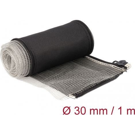 Delock Funda trenzada de protecciÃ³n EMI con cremallera resistente al calor 1 m x 30 mm negro