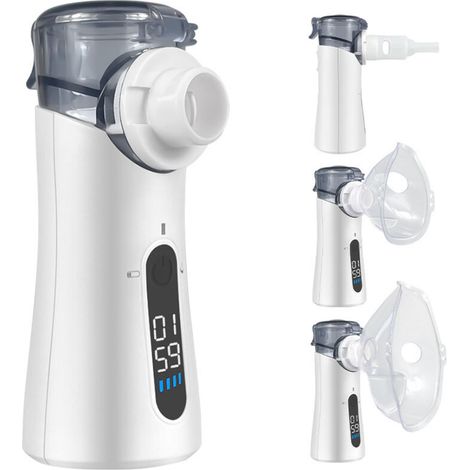 Ensemble de nébuliseur portable pour adultes et enfants, nébuliseur à pulvérisation avec fonction autonettoyante, atomisation ultra-silencieuse et efficace adaptée à un usage domestique et en voyage (1/5)