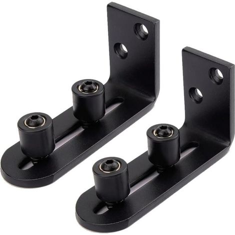 Guide pour portail coulissant réglable en acier au carbone noir – Roues doubles pour portes de 3 pouces – Installation rapide et ajustement facile (1/5)