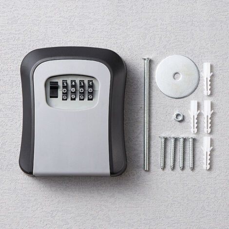 Gris Boîte à Clé Sécurisée, avec Serrure 4 Chiffres à Code Supérieur Grand Clés Boîte, étanche à l'eau et à la Rouille,Boite a Clef Mural Pour une Utilisation en Intérieur et en Extérieur. (1/4)