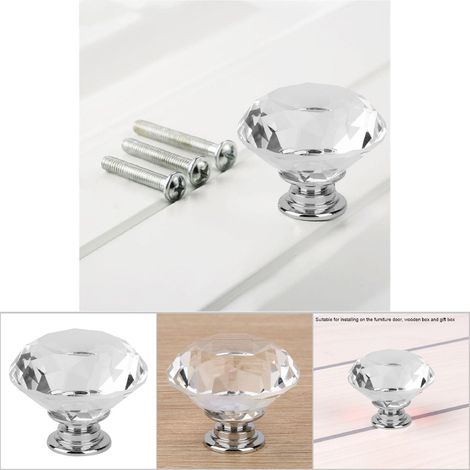 1Pcs Bouton de Tiroir en Verre Cristal Forme Diamant, Poignée Armoire Transparente (701 A-40) (1/5)