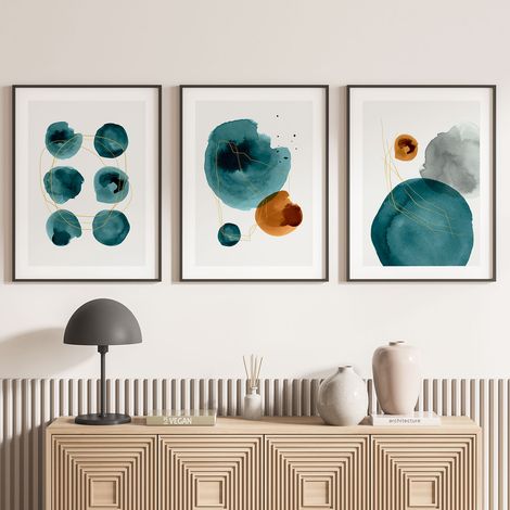 Lot de 3 Affiches / Posters Triptyque - Abstrait - 3 Affiches - 30x40 cm (Cadres non fournis) - Bordure blanche (1/5)