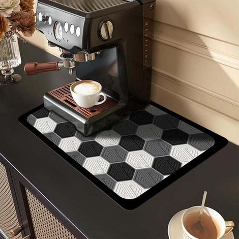 Tapis Egouttoir Vaisselle, 40×30 cm Tapis de Drainage de Cuisine Super Absorbant, Tapis égouttoir Vaisselle Absorbant Tapis Machine a Cafe pour Vaisselle Bar Machine à Café （Texture alvéolaire）