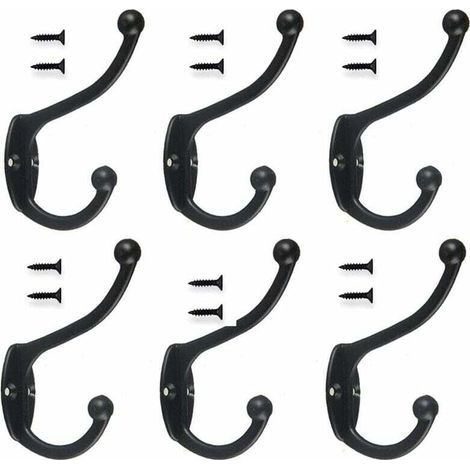 INHHUB 6er-Set Retro-Hakengarderobe, Vintage-Wandhaken aus Metall für Bad, Küche, Schlafzimmer, Flur – Schwarz (1/5)
