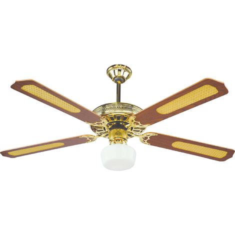 VENTILATORE DA SOFFITTO CON 4 PALE IN LEGNO CON LUCE E TELECOMANDO 65 W Ø cm. 128