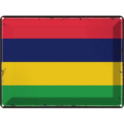Plaque métallique 30x40 cm Drapeau rétro de l'île Maurice, armoiries (1/5)