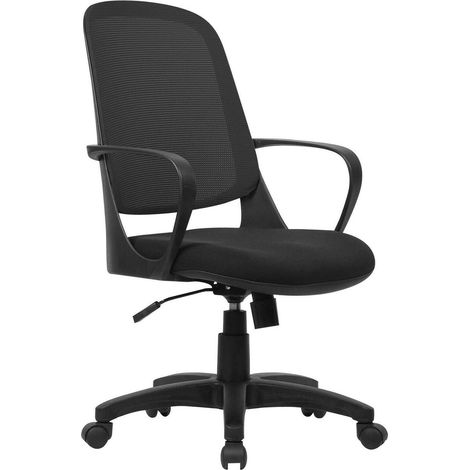 Dmora - Silla de oficina Dbink, Silla operativa de malla con reposabrazos, Asiento de oficina ergonómico, 61x60h99/108 cm, Negro