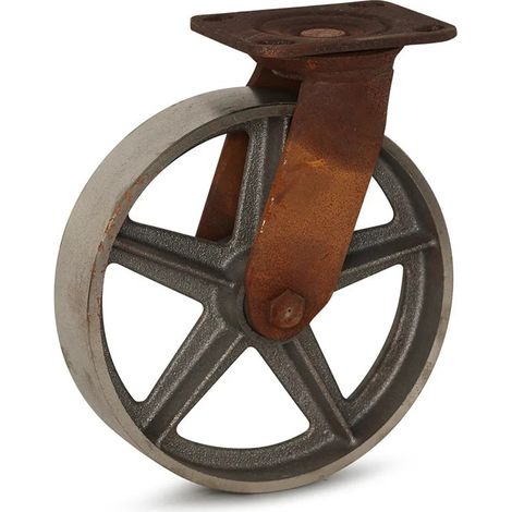 Roulette pivotante - MESO - Vintage rétro fonte - 200mm - Platine - 500kg