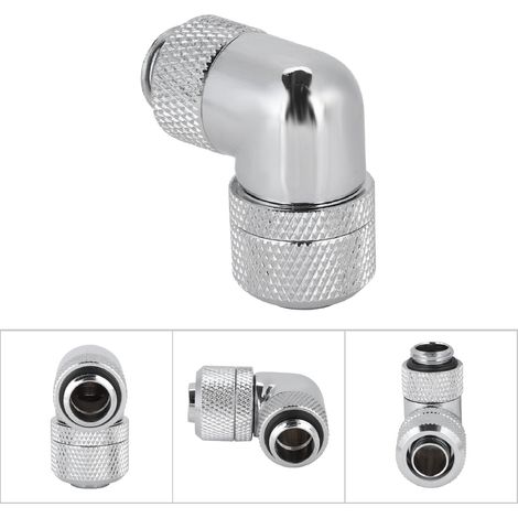 90°-Winkelanschluss für Wasserkühlung mit G1/4-Gewinde für dünne Schläuche (Silber) (1/5)