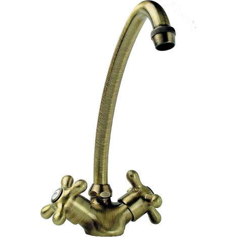Rubinetto monoforo per lavello Etoile vecchio ottone (1/3)