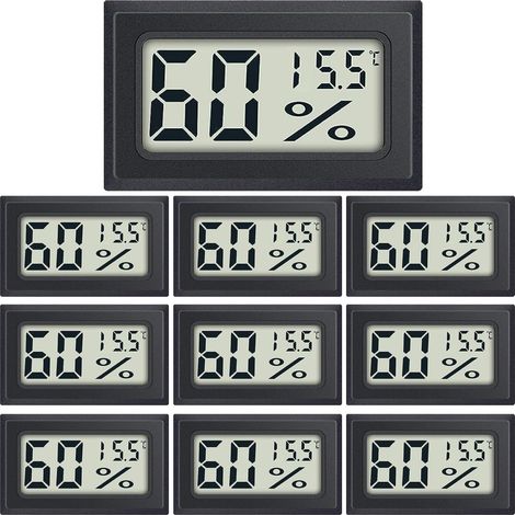 10 Pièces Mini thermomètre hygromètre numérique avec Celsius (°C),moniteur d'humidité intérieure jauge d'humidité de la température(Sans Batterie)