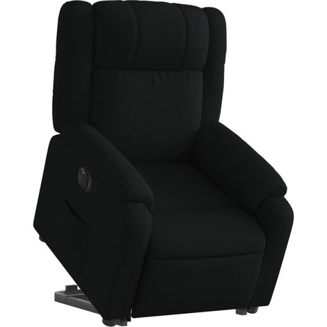 Poltrona relax TV con comodissima funzione di sollevamento elettrico in tessuto nero DEC028492