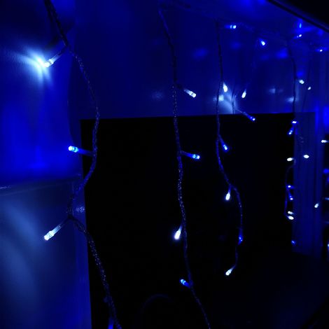 Snowing Icicles Outdoor Christmas Fairy Lights & Timer - Blue White - 360 Led's (1/4)