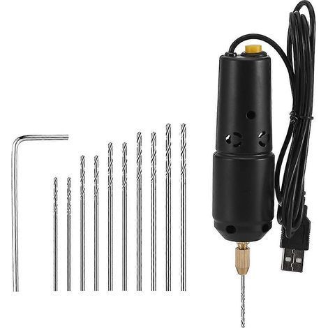 Mini perceuse pour la création de bijoux. kit de perceuse électrique USB avec 10 forets de 0.8 à 1.2 mm pour le moulage de résine. (1/5)