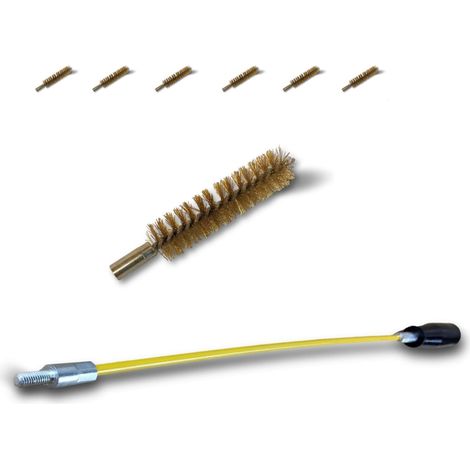 Ecouvillon LAITON Condenseur Lot de 6 avec 1 tringle flexible 48 cm Ø 20 mm Raccord laiton taraudé M6 femelle Torsade en acier galvanisé Brosse nettoyage Kibros 4TCL20Tx6