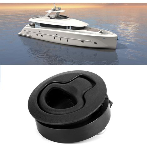 Verrou de pont rond noir à fermeture affleurante, poignée de trappe marine pratique, quincaillerie bateau robuste (1/5)