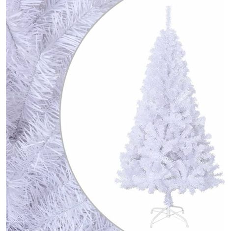 Sapin de Noël artificiel, à branches denses, blanc, de 120 cm de long, en PVC. (1/5)
