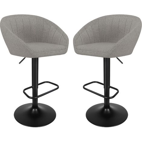 Lot de 2 Tabouret de Bar en Tissu Réglables en Hauteur Modernes Chaises de Bar Gris clair (1/5)