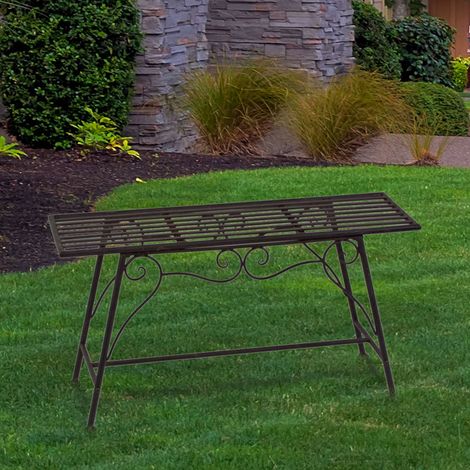 Gartenbank Metall Gartenbank ohne Lehne Outdoor Sitzbank Garten Blumenbank, Rost Optik, max. 200 kg, LxBxH 83x27x45 cm