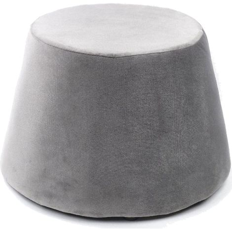 Pouf cylindrique en effet velours "Cocoon" - Gris - L 31.5 x l 34 x H 46.5 cm - Livraison gratuite (1/4)