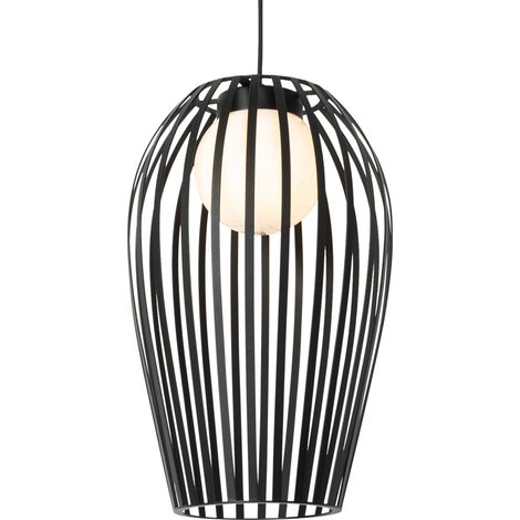 Design Pendelleuchte schwarz mit Opal IP44 - Angela