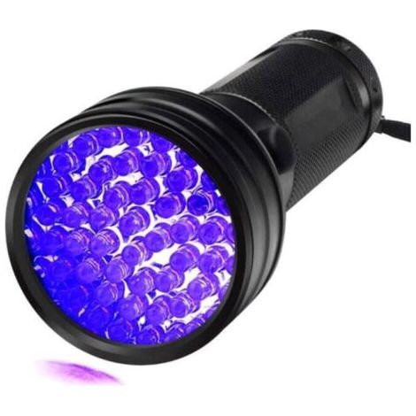 Lampe torche UV à 51 LED 395 nm violette, détecteur de lumière noire pour détecter l'urine de chien, les taches d'animaux et les punaises de lit. (1/4)