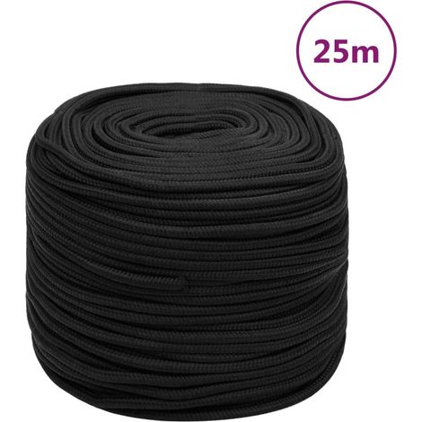 Corde marine en polypropylène pour amarrage et gréement noire 10 mm x 25 m - PANGIVO (1/5)