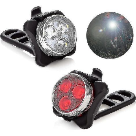 Éclairage vélo 2 pièces, phare avant ultra-lumineux rechargeable par USB (1/5)
