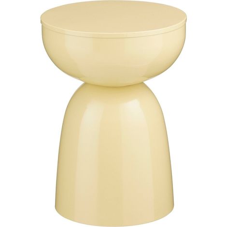 Table d'appoint ronde bout de canapé en fer beige hauteur 45 cm et diamètre 32 cm - PANGIVO (1/5)