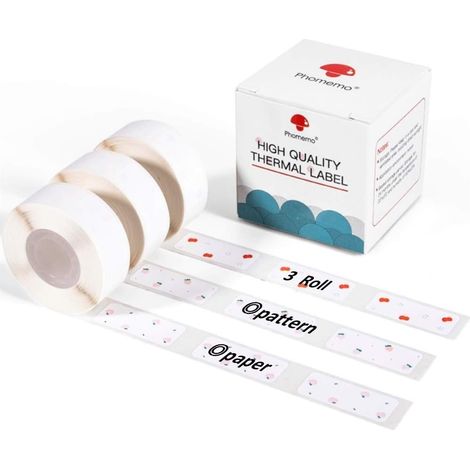 Papier étiquette autocollante à motifs D30 3/8" x 1 1/8" 210 étiquettes/rouleau, 3 rouleaux (fraise) (1/3)