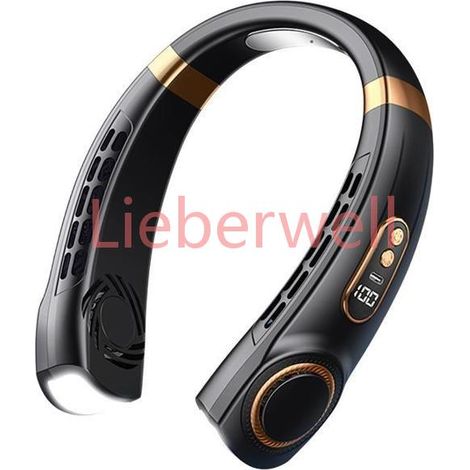 Ventilateur Cou Portable Rechargeable 5 Vitesses LED Lumière Ambiance Batterie 4000mAh USB,C Silencieux Noir Longue Autonomie (1/5)