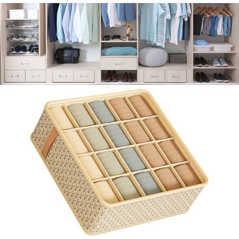 Beigefarbener Stoff-Schrank- und Kommodenorganizer, 20 Fächer, 32 x 32 x 11 cm, platzsparend, sorgt für Ordnung (1/5)