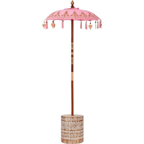 Parasol de jardin,Parasol avec Base Rose et Marron 250 cm Coton et bois CFW73315 (1/5)