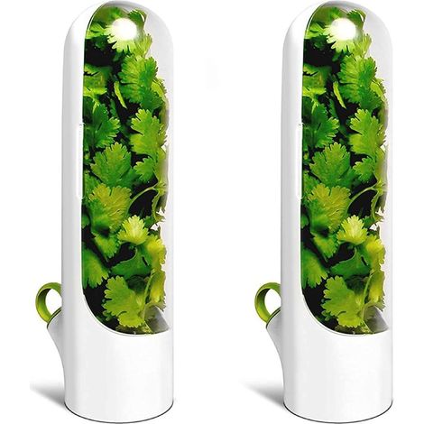 Lot de 2 boîtes de conservation d'herbes aromatiques pour réfrigérateur Conteneurs transparents pour coriandre, menthe, asperges (1/5)