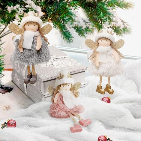 Christmas Tree Ornaments 3 Pieces Cute Christmas Angel Pendants Christmas Tree Decoration Christmas Decorations Guardian Angel Pendants for Christmas Party Home (Angel with Wings) (1/5)