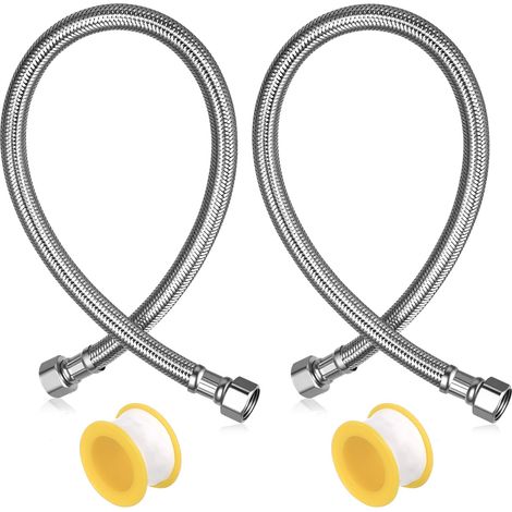 2 Pcs Tuyau Flexible Inox Renforcé 3/8" 50cm (1/5)