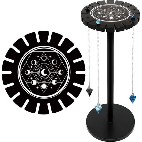 Support d'étagère, noir, 4,7 x 11 cm, avec 18 fentes pour pierre de cristal, pendule de divination, décoration d'autel de sorcière (1/5)