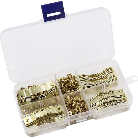 100Pcs Cintre Photo Attache Cadre Accroche Tableau Photo crochet en metal dorée solide et durable-crochet pour cadre/photo/toile/peinture/horloge/diplôme (1/4)